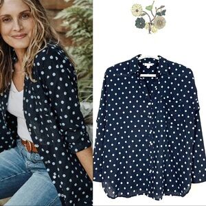 J. JILL Cotton Button
Front Shirt Embroidered
Polka Dots Navy Size
Medium